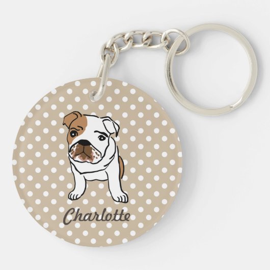 Aangepaste Cute English Bulldog Sleutelhanger (Achterkant)