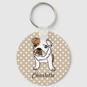 Aangepaste Cute English Bulldog Sleutelhanger