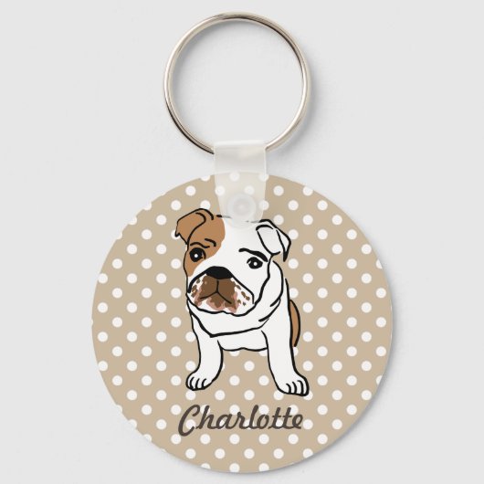 Aangepaste Cute English Bulldog Sleutelhanger (Voorkant)