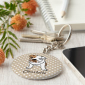 Aangepaste Cute English Bulldog Sleutelhanger (Zijkant)