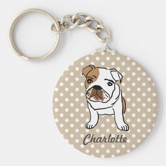 Aangepaste Cute English Bulldog Sleutelhanger (Voorkant)
