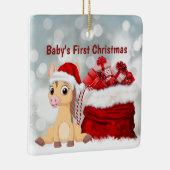 Aangepaste Cute Foal Baby's eerste kerstpaard Keramisch Ornament (Rechts)