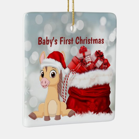 Aangepaste Cute Foal Baby's eerste kerstpaard Keramisch Ornament (Rechts)