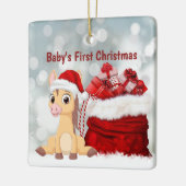 Aangepaste Cute Foal Baby's eerste kerstpaard Keramisch Ornament (Links)
