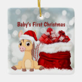 Aangepaste Cute Foal Baby's eerste kerstpaard Keramisch Ornament (Voorkant)