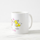 Aangepaste Cute Fox in Geel en Roze met hart Koffiemok (Voorkant rechts)