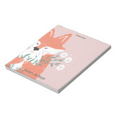 Aangepaste Cute Fox met bloemen Notitieblok (Linkerzijde)
