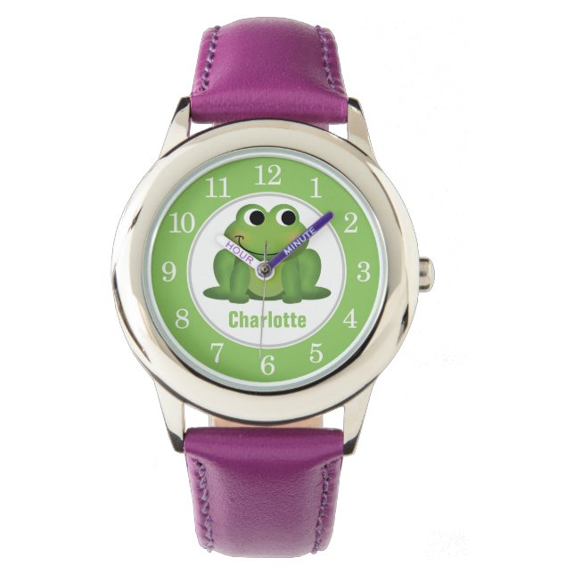 Aangepaste Cute Green Frog Kinder Watch Horloge (Voorkant)