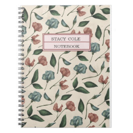 Aangepaste Cute Green Red Waterverf Floral Notitieboek