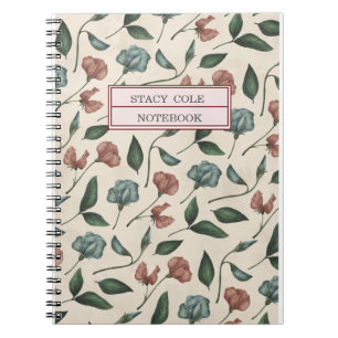 Aangepaste Cute Green Red Waterverf Floral Notitieboek