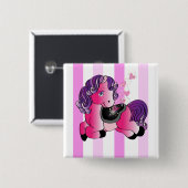 Aangepaste Cute happy little cartoon pony Vierkante Button 5,1 Cm (Voorkant /achterkant)