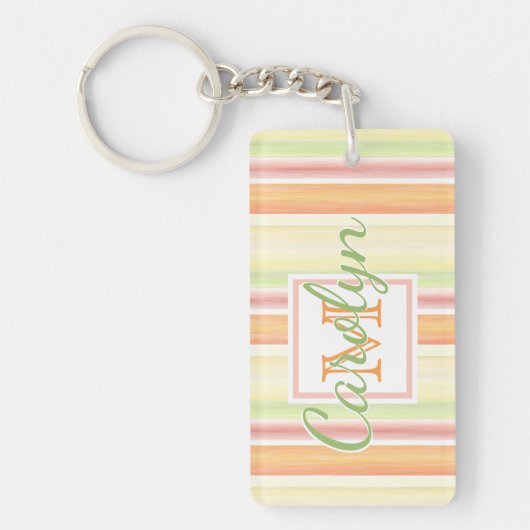 Aangepaste Cute Happy Sunny Summer Waterverf Strip Sleutelhanger (Voorkant)