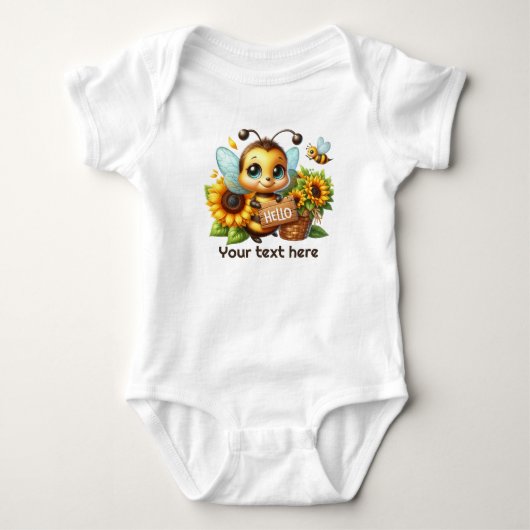 Aangepaste Cute hello baby bee Romper (Voorkant)