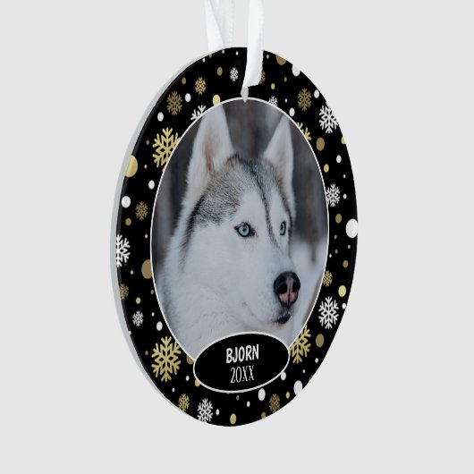 Aangepaste Cute Huisdier Foto 1e Kerst op Sneeuwvl Ornament (voorkant)