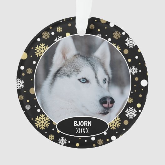 Aangepaste Cute Huisdier Foto 1e Kerst op Sneeuwvl Ornament (voorkant)