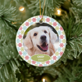Aangepaste Cute  Huisdier Foto 1e Kerstmis Op Snee Keramisch Ornament