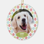 Aangepaste Cute Huisdier Foto 1e Kerstmis Op Snee Keramisch Ornament (Links)