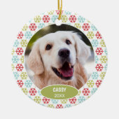 Aangepaste Cute Huisdier Foto 1e Kerstmis Op Sneeu Keramisch Ornament (Voorkant)