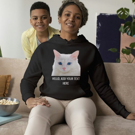Aangepaste Cute Huisdier Foto Naam Kat Moeder Wit  Hoodie
