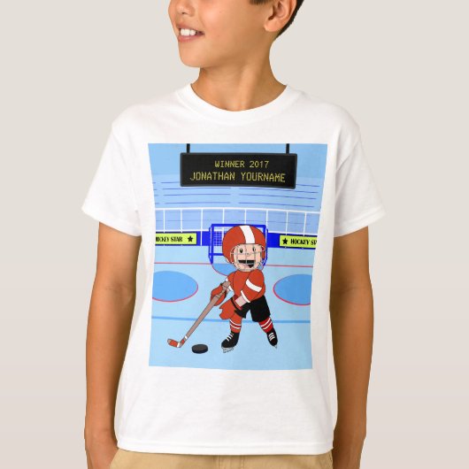 Aangepaste Cute Ice Hockey star T-shirt (Voorkant)