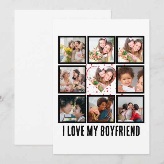 Aangepaste Cute Ik hou van mijn vriend 9 Foto coll Feestdagenkaart (Voorkant / Achterkant)