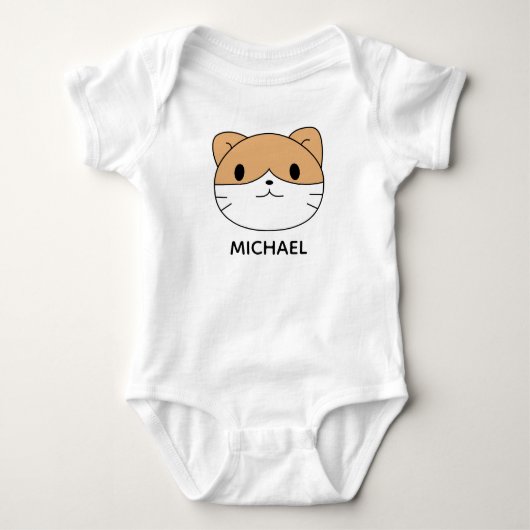 Aangepaste cute kat cartoon gezicht romper (Voorkant)