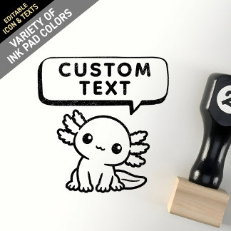Aangepaste Cute Kawaii Chibi Axolotl-spraakballon Rubberstempel