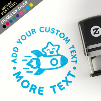 Aangepaste Cute Kawaii Chibi Lo-Fi Ruimteraket Ste Zelfinktende Stempel