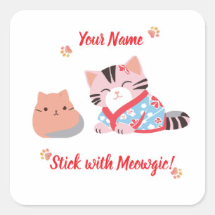 Aangepaste Cute Kawaii Kat Sticker Blijf bij Meo