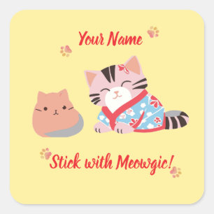 Aangepaste Cute Kawaii Kat Sticker Blijf bij Meo