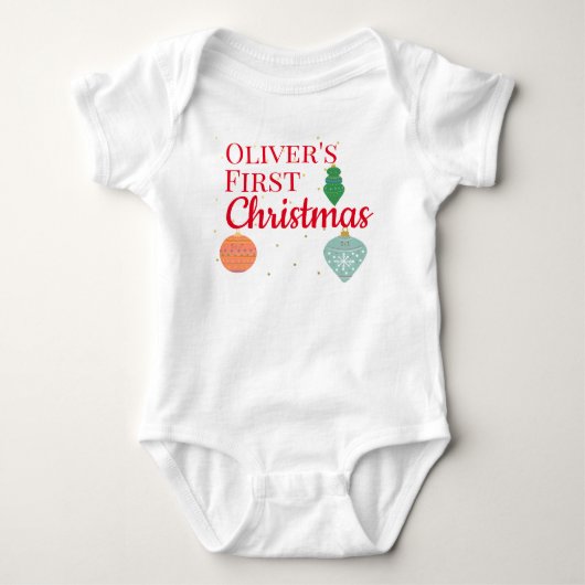 Aangepaste Cute Kawaii Ornament Baby Eerste Kerstm Romper (Voorkant)
