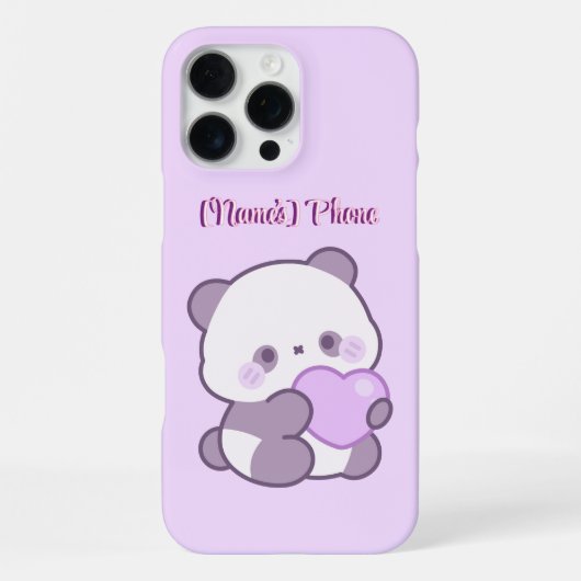 Aangepaste Cute Kawaii Pastel Paarse Panda met Har iPhone Hoesje (Achterkant)