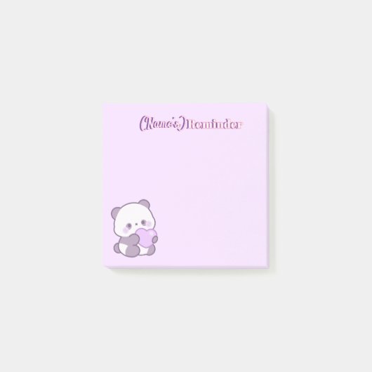 Aangepaste Cute Kawaii Pastel Paarse Panda met Har Post-it® Notes (Voorkant)
