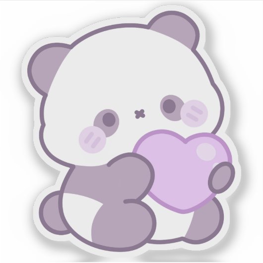 Aangepaste Cute Kawaii Pastel Paarse Panda met Har Sticker (Voorkant)