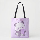 Aangepaste Cute Kawaii Pastel Paarse Panda met Har Tote Bag (Voorkant)