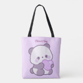 Aangepaste Cute Kawaii Pastel Paarse Panda met Har Tote Bag (Achterkant)