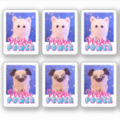 Aangepaste Cute Kawaii Pink Blue Plushie Power Sticker (Voorkant)