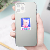 Aangepaste Cute Kawaii Pink Blue Plushie Power Sticker (Telefoon)