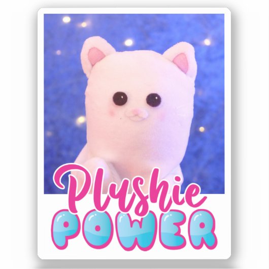 Aangepaste Cute Kawaii Pink Blue Plushie Power Sticker (Voorkant)