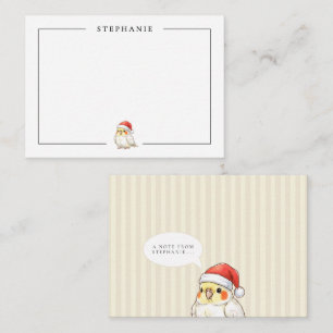 Aangepaste Cute Kerst Cockatiel met Kerstman Hoed Notitiekaartje