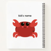 Aangepaste Cute Kids Naam Rode Kawaii Krab Notitieboek (Achterkant)