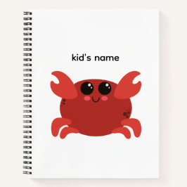 Aangepaste Cute Kids Naam Rode Kawaii Krab Notitieboek
