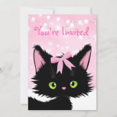 Aangepaste Cute Kitten Pink Birthday Party Kaart (Voorkant)