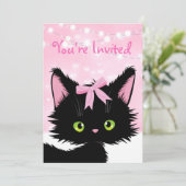 Aangepaste Cute Kitten Pink Birthday Party Kaart (Staand voorkant)