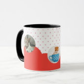 Aangepaste Cute Kittens en Rode Harten Patroon Mok (Voorkant links)