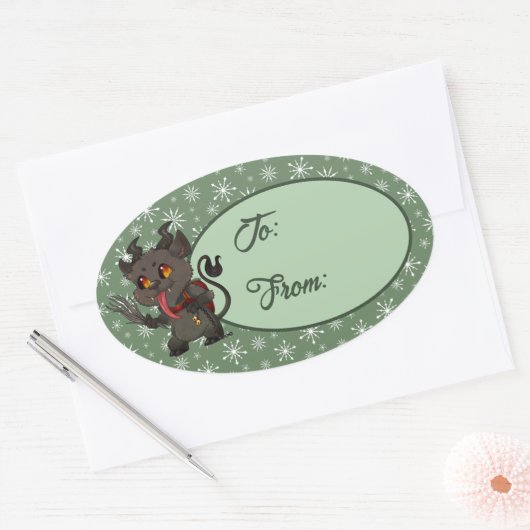 Aangepaste Cute Krampus Oval Sticker (Envelop)