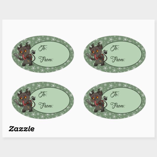 Aangepaste Cute Krampus Oval Sticker (Vel)