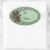Aangepaste Cute Krampus Oval Sticker (Tas)