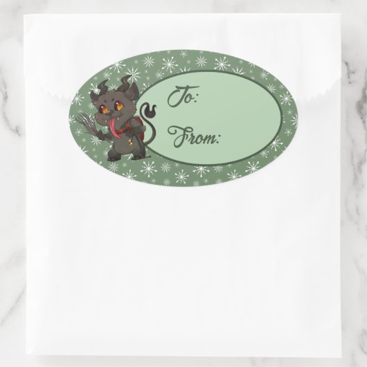Aangepaste Cute Krampus Oval Sticker (Tas)