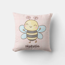 Aangepaste cute lieve bij Pastel Kinderkamer Roze Kussen